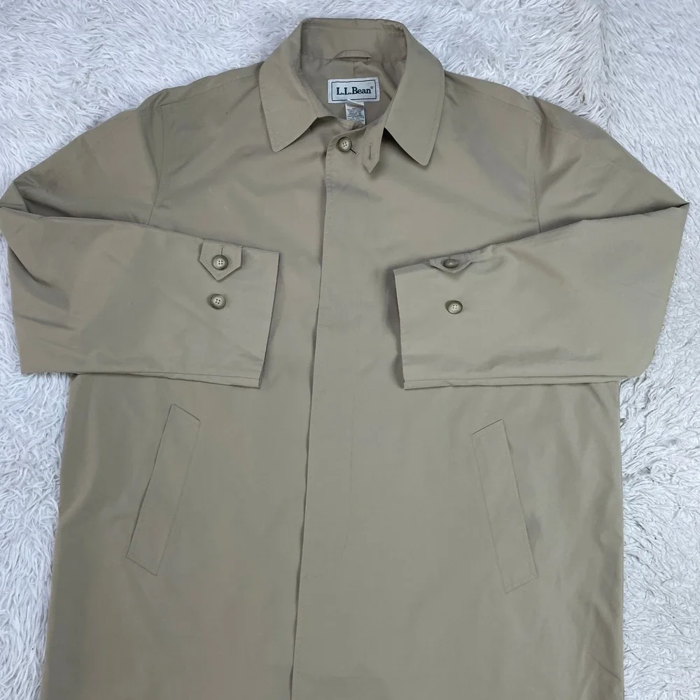 VTG L.L. Bean Jacket Mens Extra Large Beige Trench Coat‎ XL